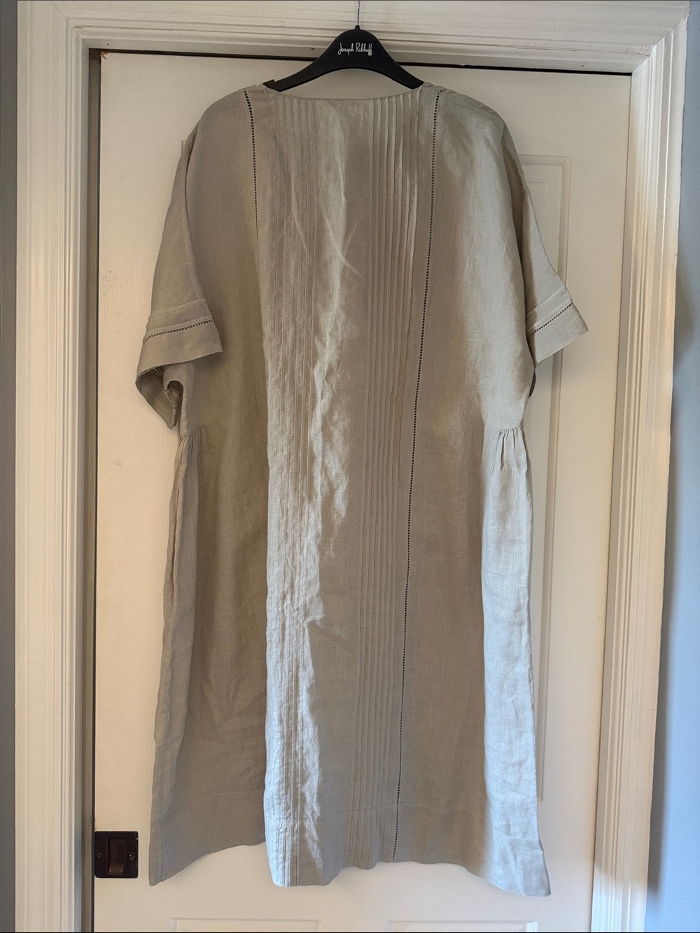 Lafayette 148 Light Taupe Linen Button-Front Tunic Dress - Picture 5 of 5